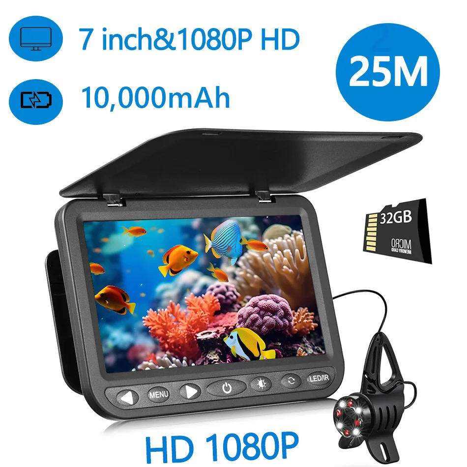 Underwater Fishing Camera Frost-resistant Cold-proof -30℃ Ice Fishing Camera 1080P 7inch Portable Fish Finder fish finder