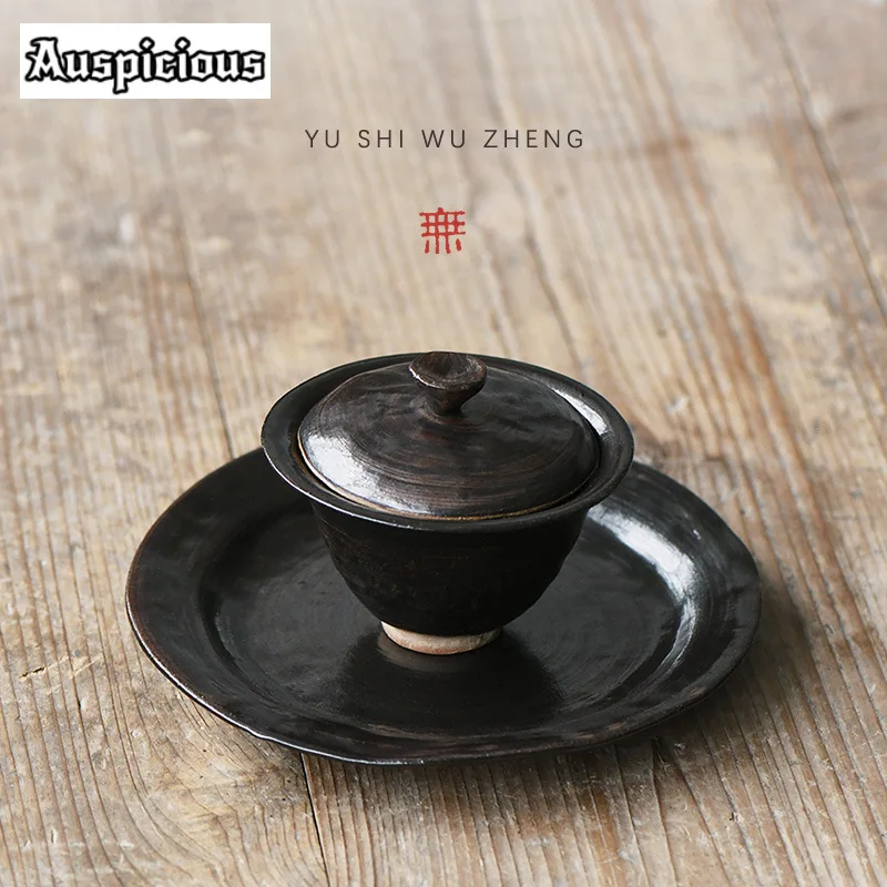 120ml Japanese Coarse Pottery Handamde Gaiwan Creative Tea Tureen Tea Brewing Cover Bowl Chinese Set Supplies Ornaments Gifr