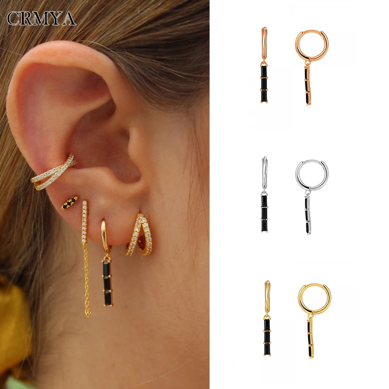 

CRMYA Gold Silver Filled Hoop Earrings For Women CZ Zircon Piercing Dangle Earrings 2022 Women Fashion Jewelry Wholesale