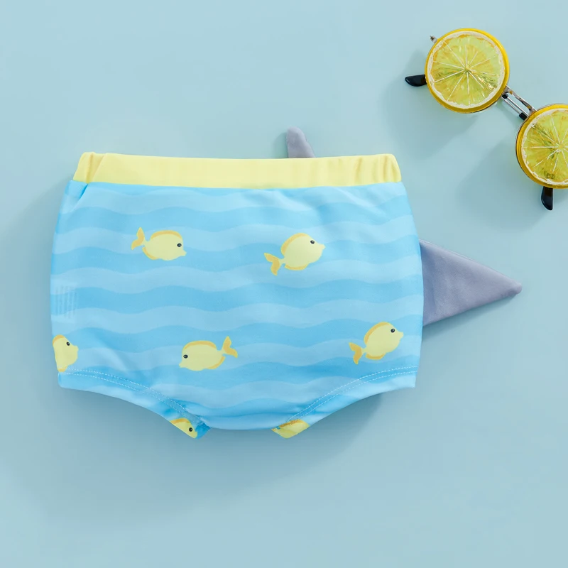 0-3Y Baby Boys Swim Shorts Shark Print Stretch Quick Dry Swimsuits Toddler Swim Trunks Kids Bathing Suits