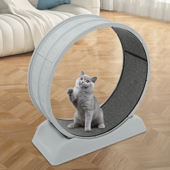 Ruota da corsa per gatti, ruota da corsa silenziosa da 80 cm con finitura opaca, ruota per animali grigia moderna per gatti da interni, grande giocattolo fitness