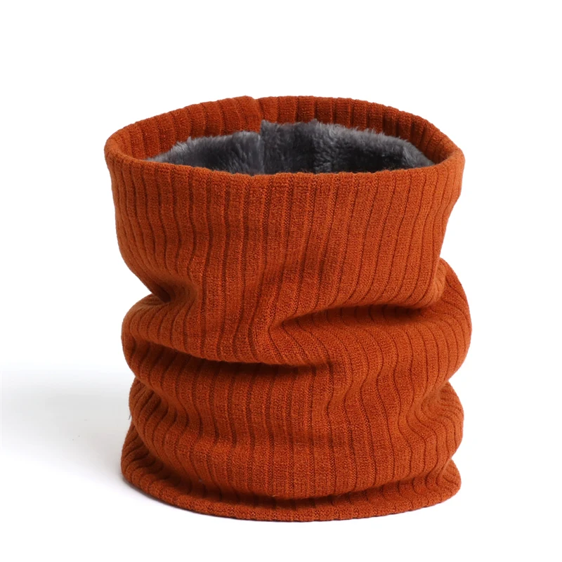 Enfärgad kashmirplysch varm vinterringhalsduk kvinnor män stickad helmask snood halsdukar bufanda tjock avgasrör_voghion.com