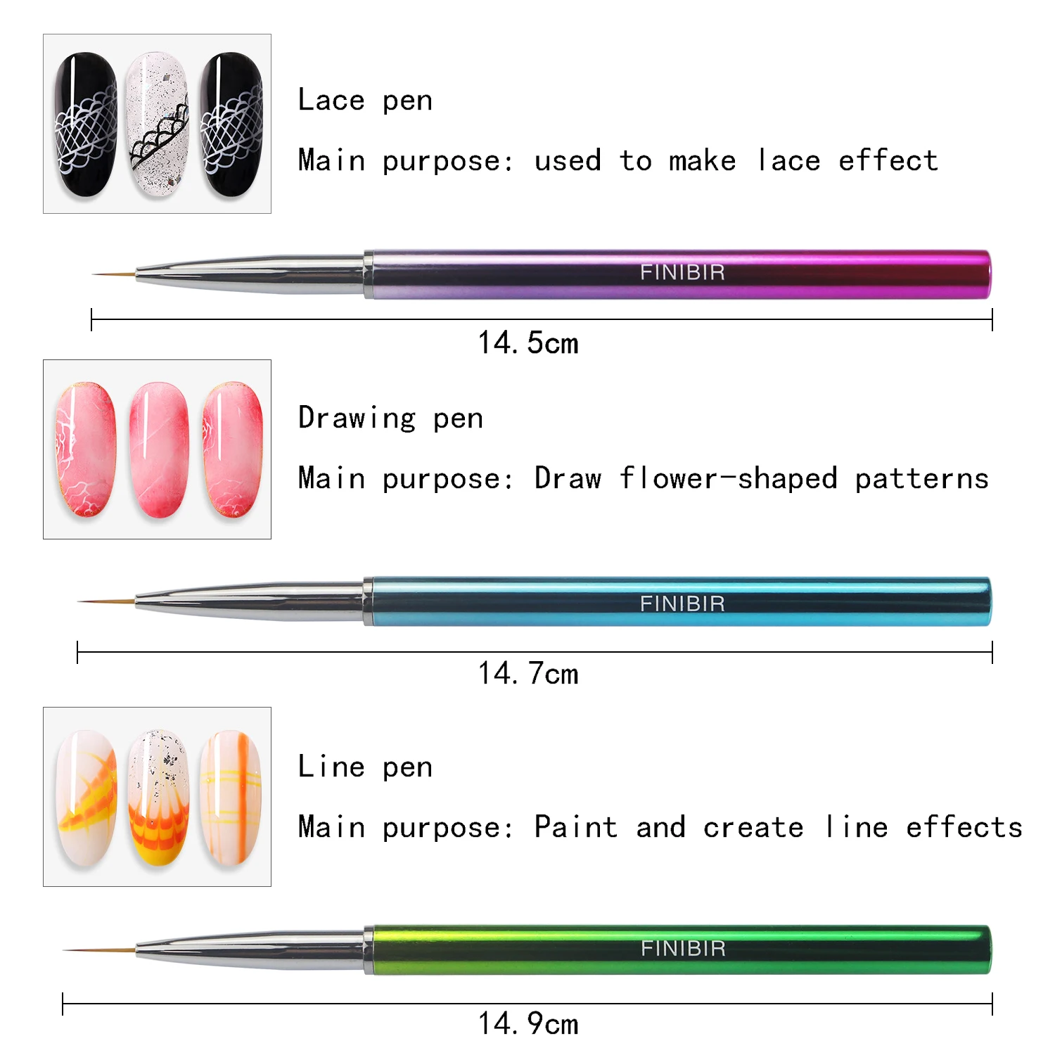 Nail Art Brushes 3Pcs Nail Gel Polish Painting Design Brush Pen Set nail art brushes nail brushes nail art tools gel nail tools