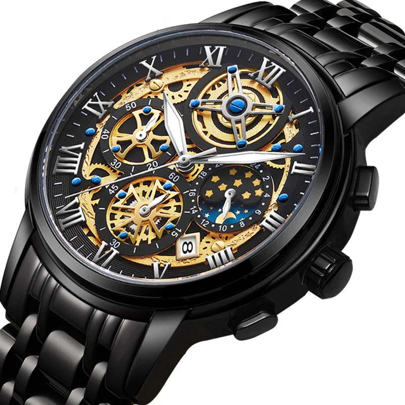 Lige Moonswatch Luxury Gold Orologi Da Uomo 3Atm Orologio Impermeabile Per Uomo Orologio Da Polso Al Quarzo Luminoso Orologio Da Lavoro Reloj Hombre