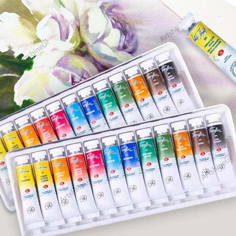 

White Nights Watercolor Paint Set of 12/24 Tubes 10ML Each Emerging and Professional Art Suplies For Enthusiasts Arist Beginners