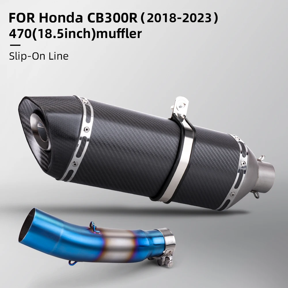 

Motorcycle modified exhaust 470mm carbon Slip On Line for honda cb300r 2018-2023