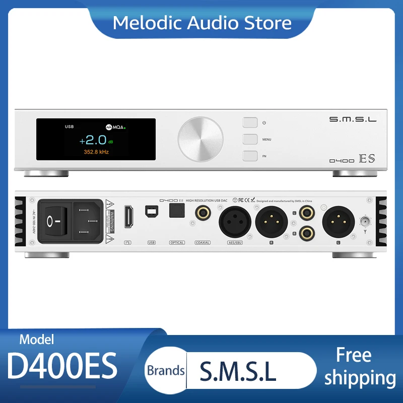 

SMSL D400ES MQA-CD Decoder Bluetooth ES9039MSpro Desktop Hi-Res DAC Balance Pre-усилитель Pre-AMP Support LDAC SBC APTX HD
