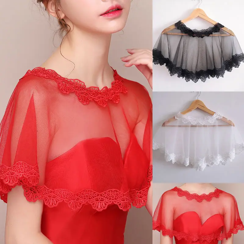 Champagne Red Cape Bolero Wedding Appliqued Lace Bolero Women Bridal Mariage Shrug Party Wedding Wraps And Shawls wedding shawl lace bolero jacket