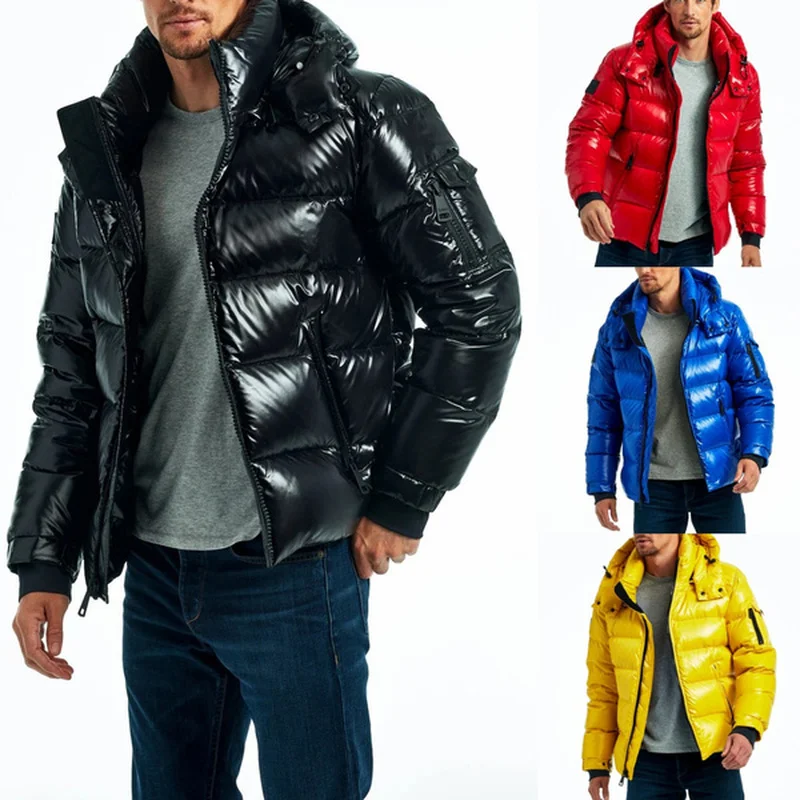 

Men Fashion Puffer Jacket Winter Warm Lightweight Bubble Coat Big Sale Mens Clothing Solid Zipper Pocket Parkas Coats Outwears