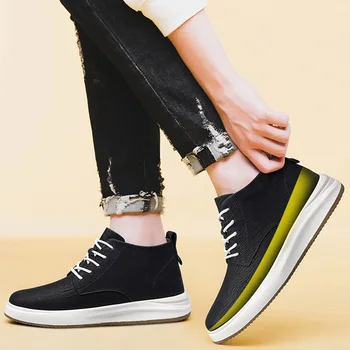 Men's Genuine Leather Casual Sports Shoes New Elevator Shoes 8cm 6cm Invisible Height-Enhancing Shoes Men's Elite Sneakers - Image 3