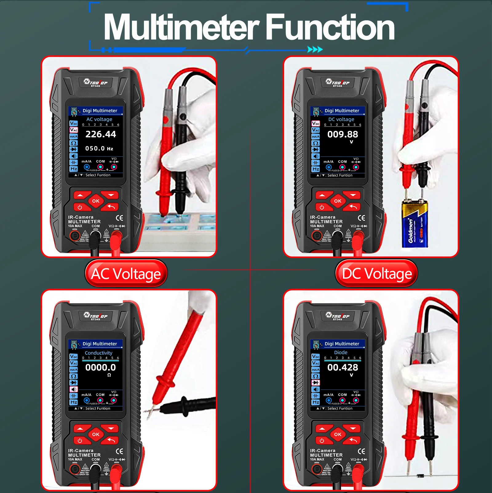 3.2inch Thermal Camera with Macro Lens 60000 Counts Digital Multimeter Electrica