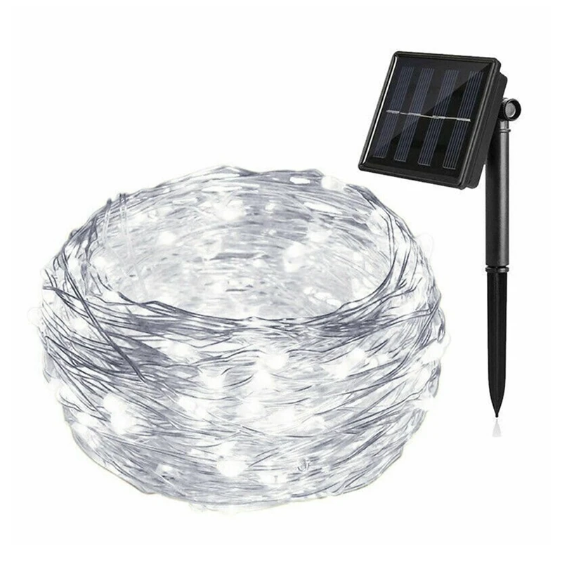

Solar Powered Lights LED String Fairy Lights 100 For Outdoor Christmas Lighting Courtyard Street Garden Decor 10M White