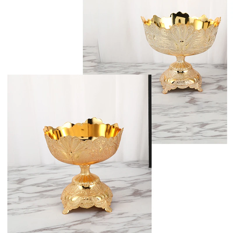 PEANDIM Gold Serving Tray Luxury Fruit Tray Hotel Table Decoration Dessert Snack Bowl Plate Home Kitchen Storage Organization 5