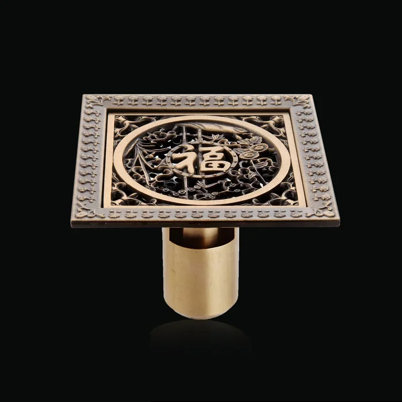 Description Picture 3 of itemEuro Floor Drains Antique Brass Shower Floor Drain Bathroom Deodorant Euro Square Floor Drain Strainer Cover Grate Waste