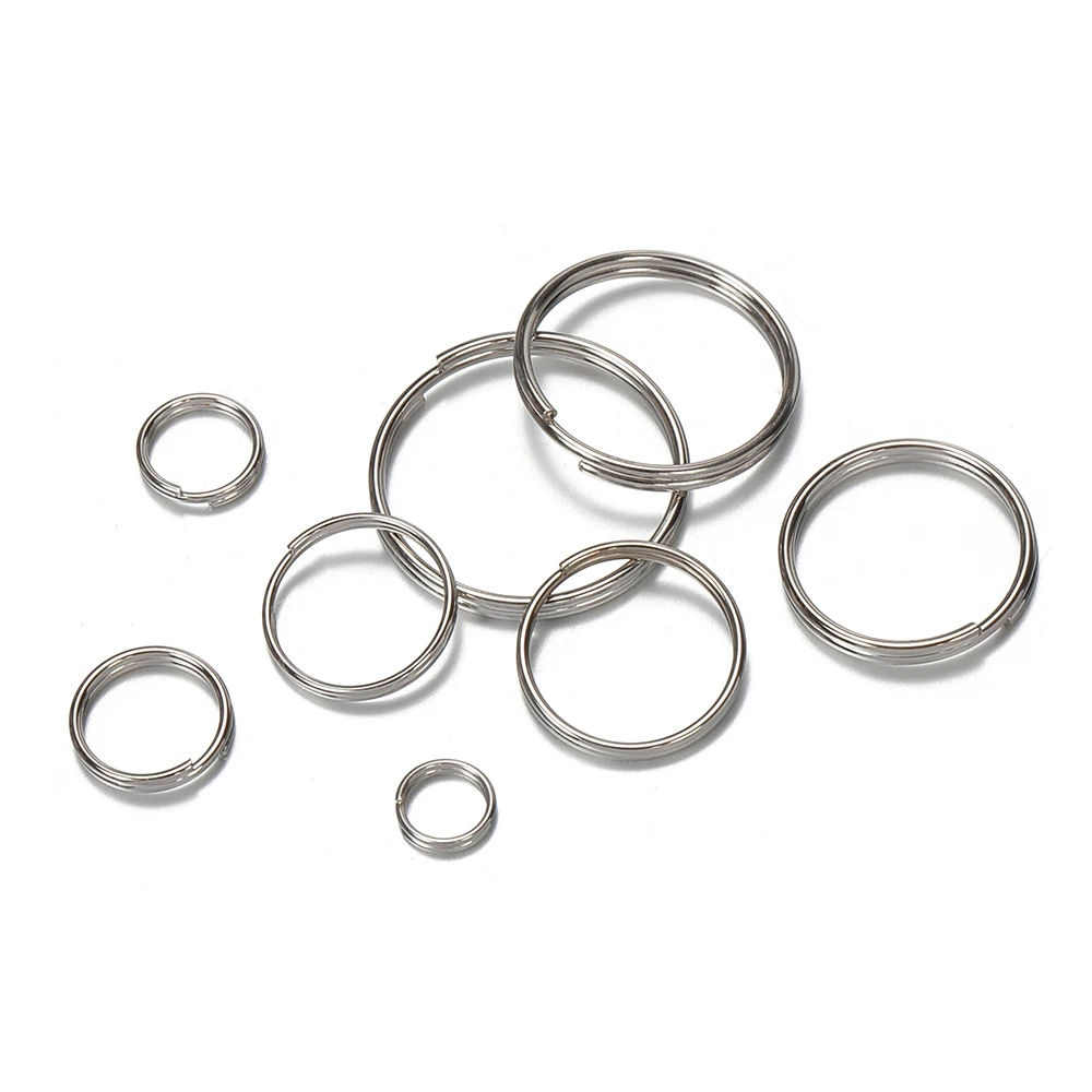 50/100 Stück versilberter Metallrohling Schlüsselanhänger 6–20 mm geteilter Ring Schlüsselhalter Ringe Damen Herren DIY Schlüsselanhänger Schlüsselanhänger Zubehör – Detail 8