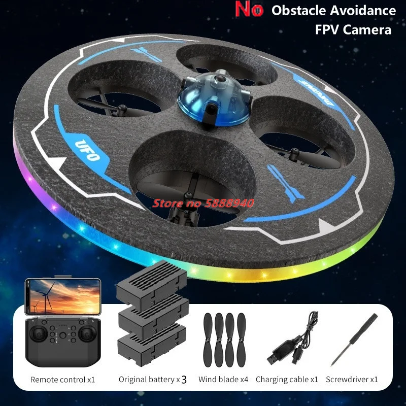 플라잉 폼 WIFI FPV 원격 조종 쿼드콥터 2.4G 스마트 장애물 회피 자세 유지 360 ° 컬러풀한 LED RC 드론 선물