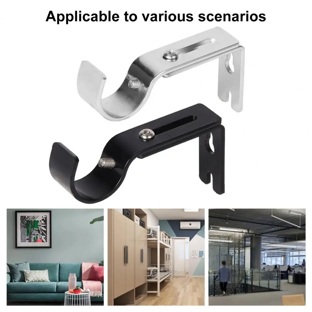 2 Pcs Curtain Rod Bracket Iron Hard Stainless Adjustable Length Coated Hardness Curtain Rod Holders for Home
