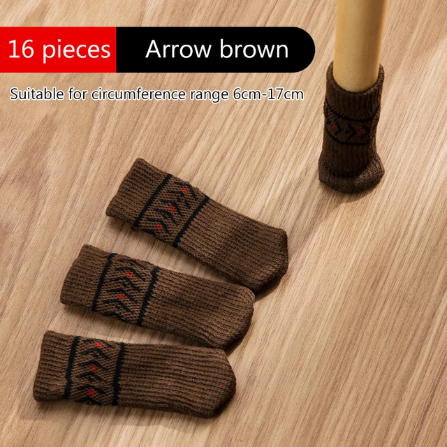 4/16 Pieces Furniture Table Foot Cover Mute Non-slip Mat Table and Chair Foot Pad Foot Cover Cat Claw Knitted Socks 16pcs H