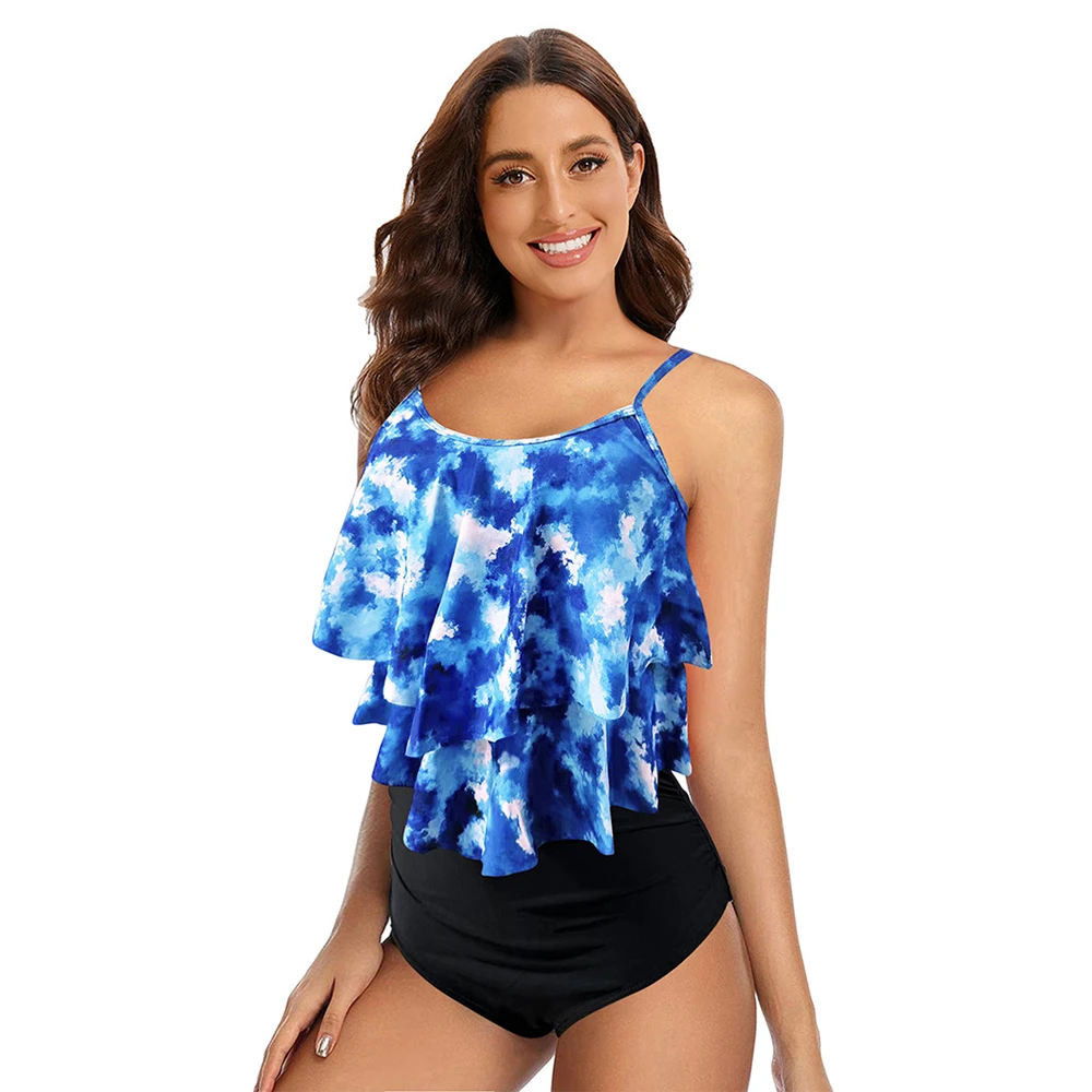 Women Tankini Set 8 Colors Women Ruffled Tankini Set
