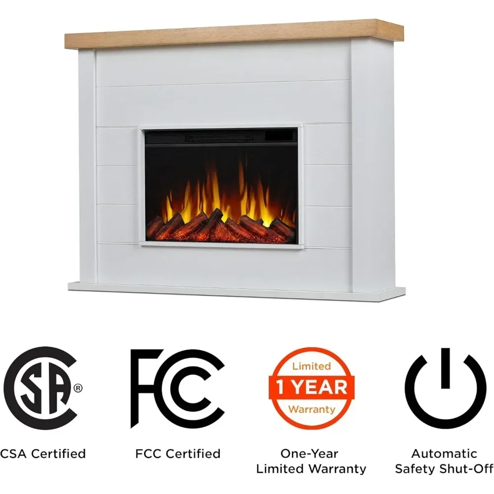 Marshall 49" Slim Electric Fireplace with Mantel for Living Room or Bedroom, Replaceable Fireplace Insert Heater, Realistic Log 6