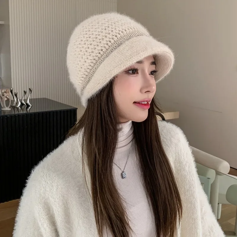 Korean Winter Pile Has for Women Thermal Pullover Hat Caps Fashion Outdoor Wide Brim Ear Protection Warm Skullcap Beanies Female