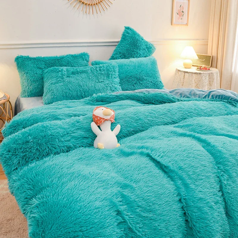 

Luxury Winter Warm Duvet Cover Mink Velvet Queen King Quilt Covers Coral Fleece Grey Comforter Case Blanket Bedspread Bedding