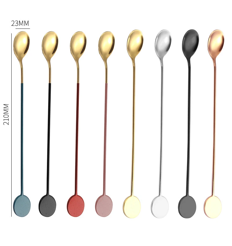 21cm Stainless Steel Stir Bar Spoon Mixing Ounces Cocktail Drink Stirrers Long Handle Coffee Ice Spoon Bartender Bar Accessories