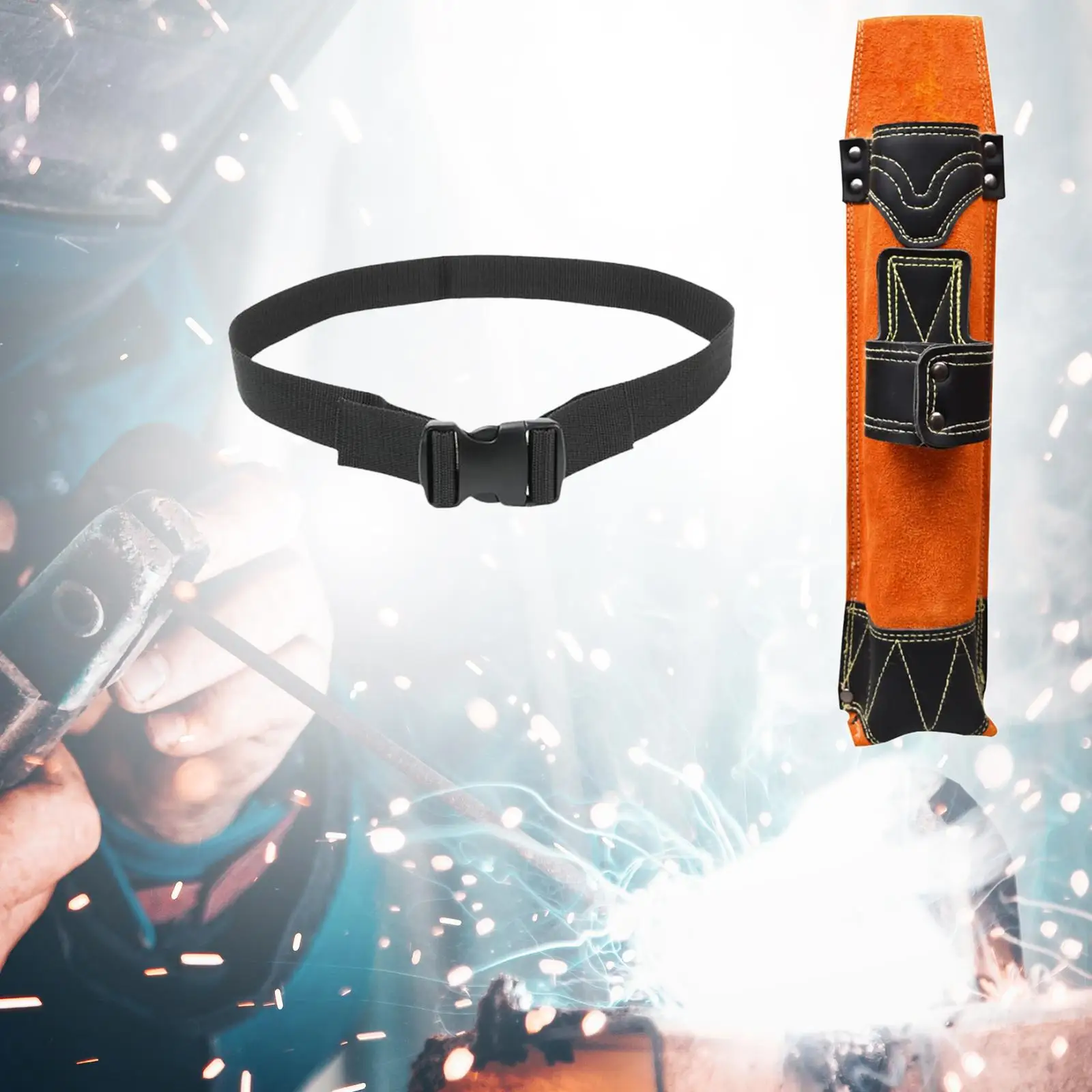 

Welding Rod Electrodes Holder Waist Bag Stylish Orange and Black Accessory Multifunctional Anti Scalding Adjustable Belt Buckle