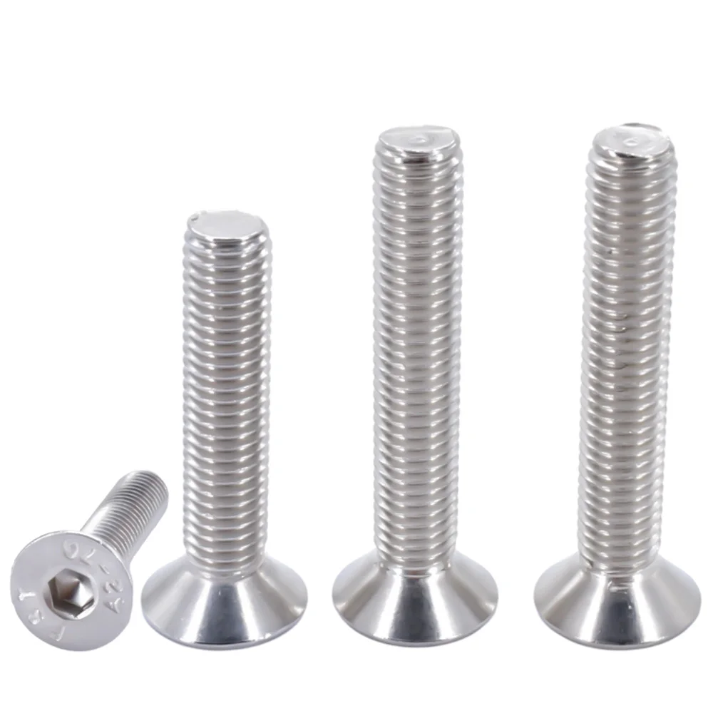 M5 M6 M8 M10 304 Stainless Steel Countersunk Hexagon Hex Socket Head Screw Flat DIN7991 Bolts Allen Furniture Screws 3/5/7/10pcs