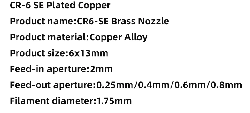 Kupferbeschichtete Düse für 3D-Drucker Ender-3 S1 Neo CR6SE Sprite Extruder Hotend Block M6 Gewinde Ender 3 S1 Pro MK8 – Detail 6