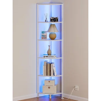 6-Tier Corner Shelf with LED Light 1