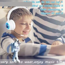 

Cool Boy Wireless Headphone With Mic RGB Light Stereo Music Helmets Children Boys Gifts fone PC CellPhones Bluetooth Headset