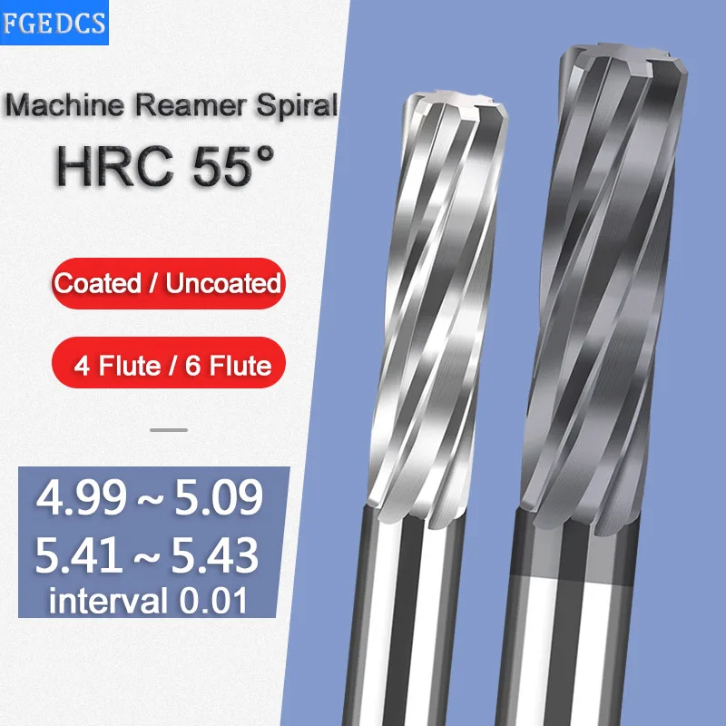 Carbide Reamer Carbide Machine Reamer Spiral 4.99 5.06 5.07 5.08 5.09 5.03 5.41 5.42 5.43 Metal Cutter 4Flute CNC Chucking Reamer Cutting Tools