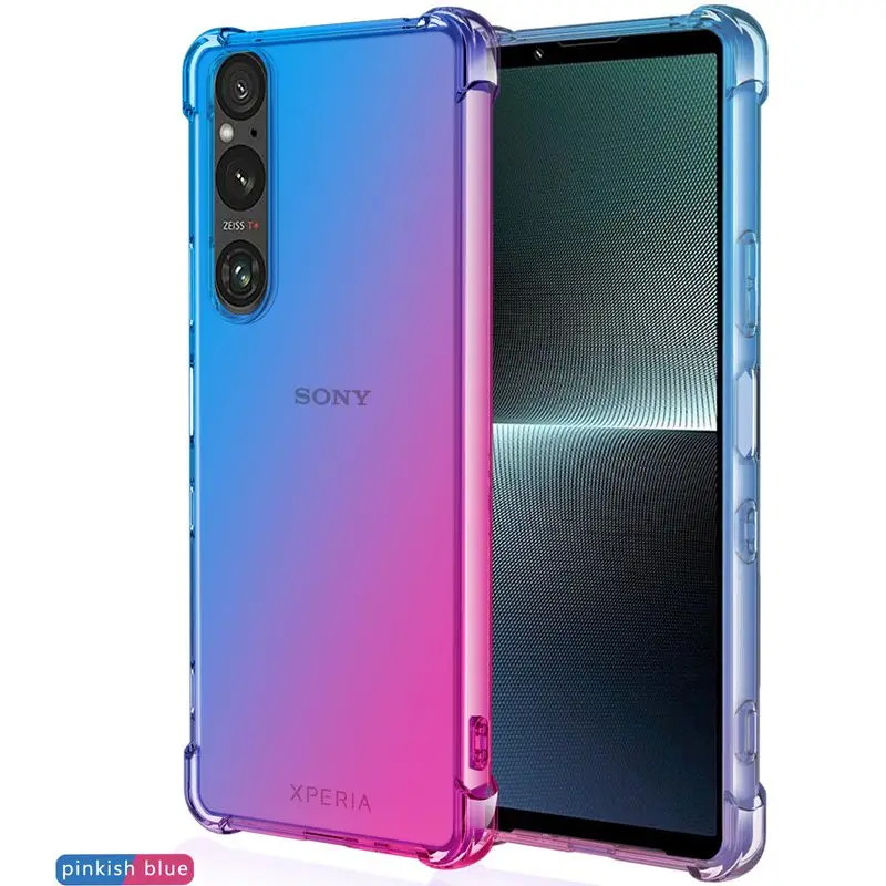 Gradient Silicone TPU Shockproof Protective Case - Transparent Cover