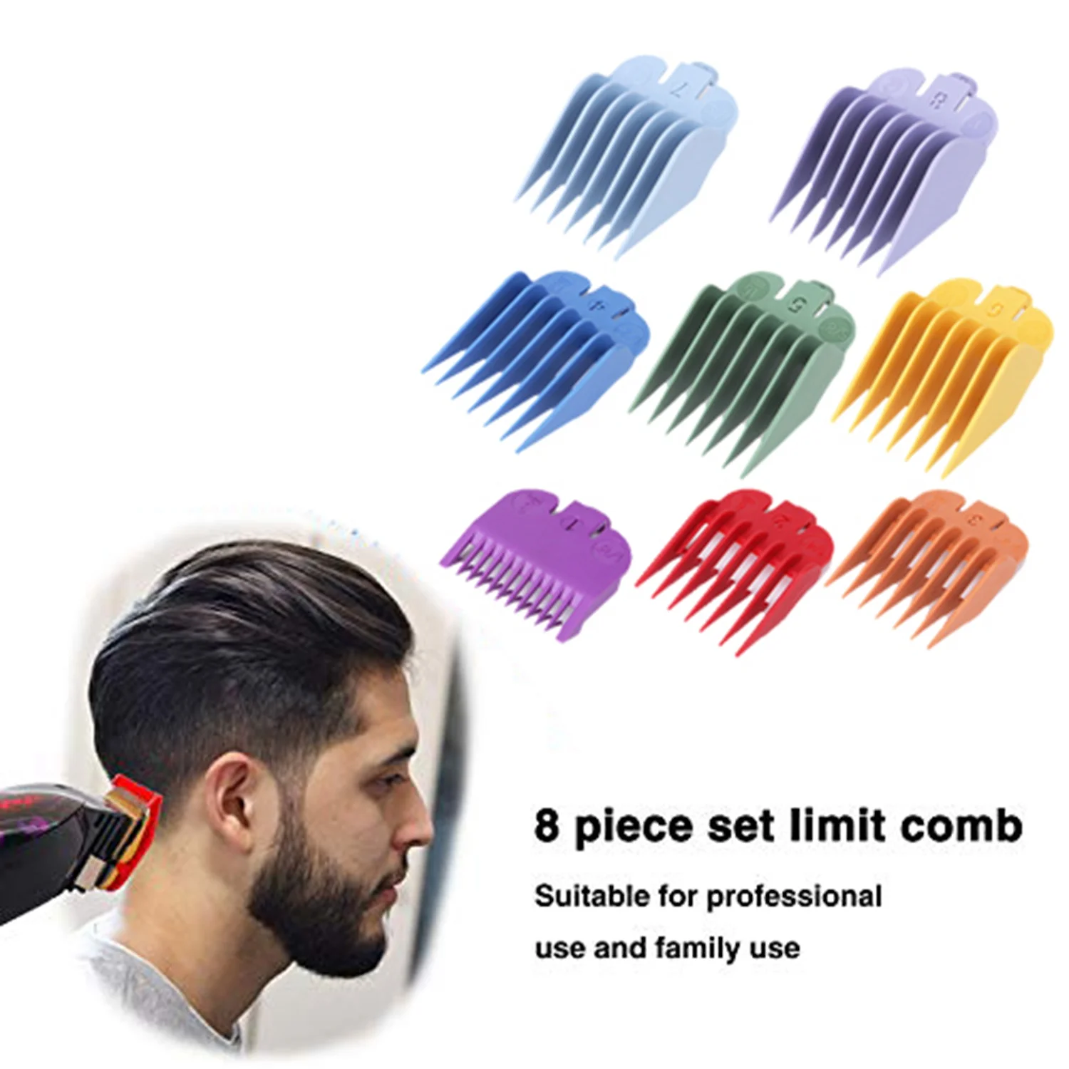 Professional Hair Clipper Replacement Sheath 8 Colors&Size Limit Comb Accessory Guide Comb, Suitable for Wahl Trimmers - Imagen 2