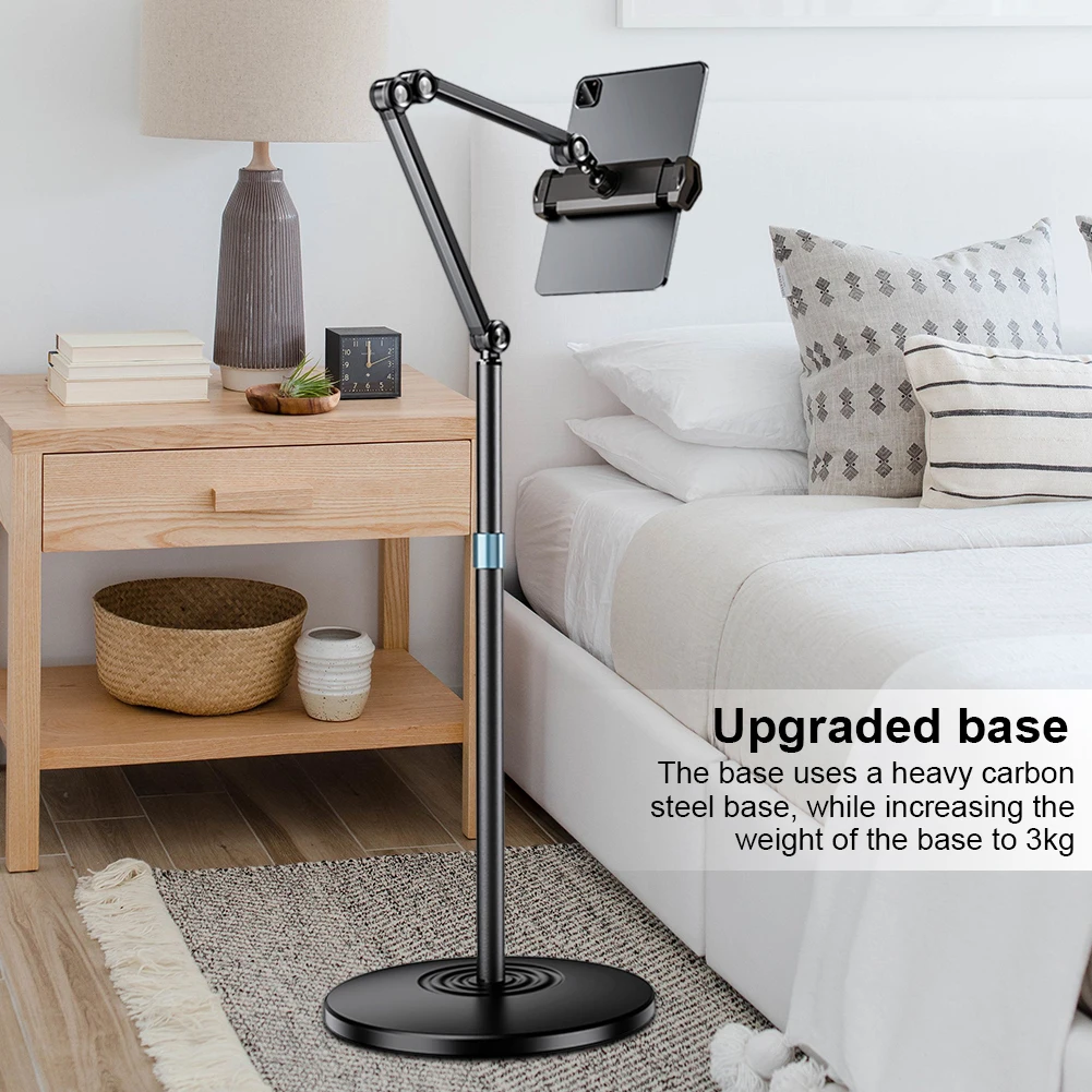 Jumkeet Tablet Stand Holder, Adjustable Height Tablet & Phone Stand For Desk, 360° Rotating Aluminum Metal Mount Compatible For IPad Pro Air Mini