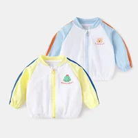 Infant Babys Girl Sunproof Coat Muslin Thin Cool Bear Printed Toddler Girls Jacket Loose Spliced Raglan Sleeve Little Girl Coats 1