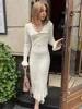 TARUXY High Waist Ruffled Maxi Dresses For Women Autumn Winter Knitted Slim Long Dress Women's Vintage Dress Woman Retro Elegant 4