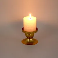 Round Plate Candlestick Vintage Black Gold Candle Holder Wrought Iron Craft Candelabra Wedding Festival Party Supplies 2