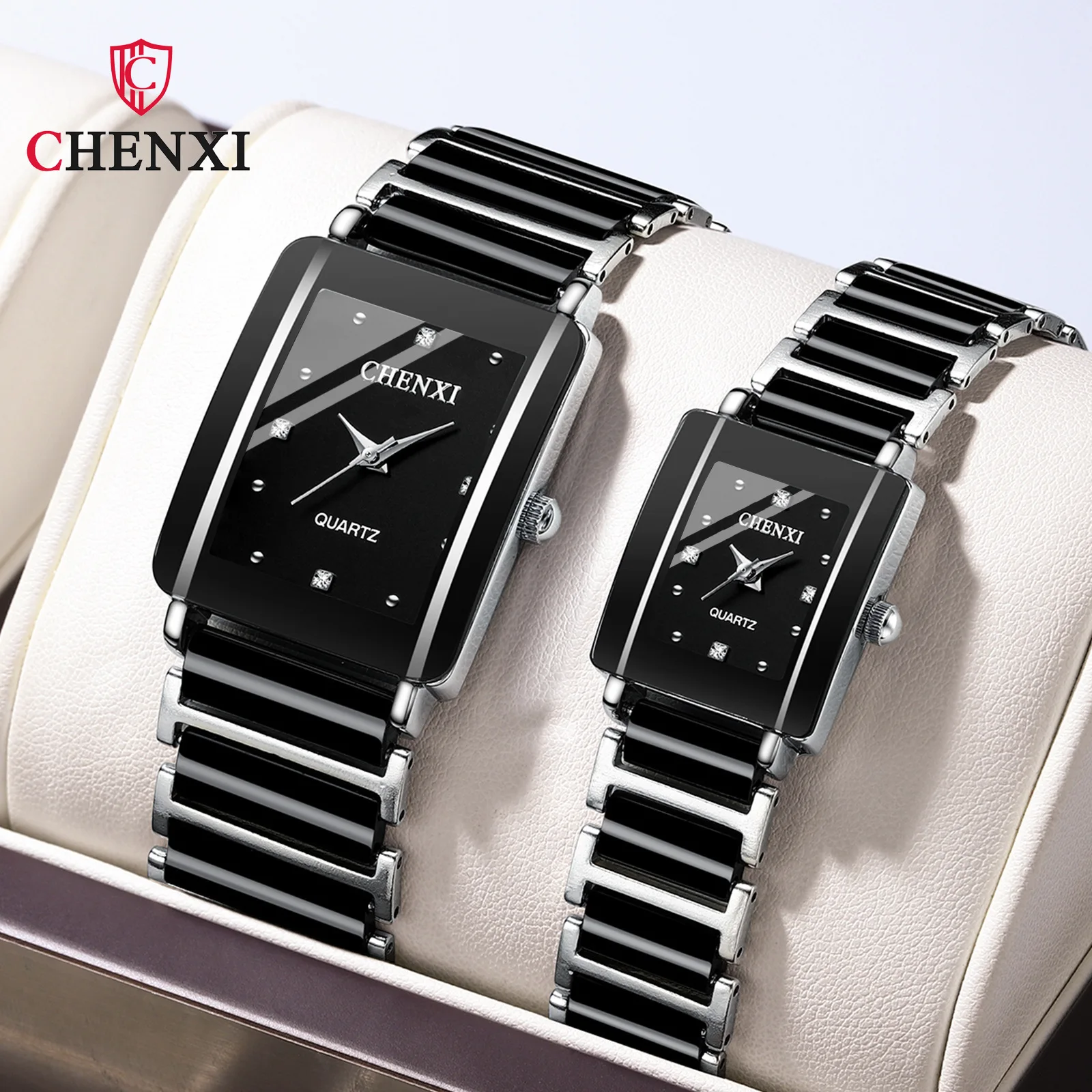 CHENXI 104A Couple Quartz Watches Men Women Black White Ceramic Luxury WristWatch Male Ladies Clock Lover Gift Relogio Masculino quartz watch,fashion couple watches
