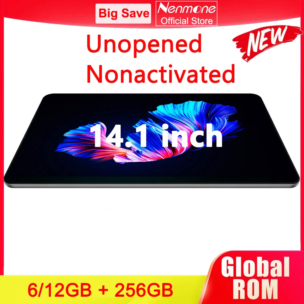 Nenmone 뉴 리얼 14.1인치 대형 스크린 태블릿 14인치 MTK6769 12+256GB 1920*1080 블루투스 5G WiFi 안드로이드 14 16MP 비활성화됨