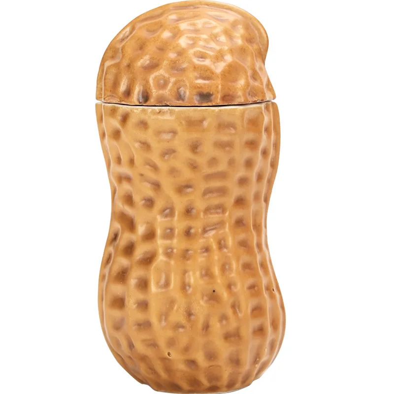 Creative Imitation Peanut Ceramic Storage Can Portable Sealed Tea Can Kitchen Dried Fruit Candy Coffee Storage Ornaments Tea Box