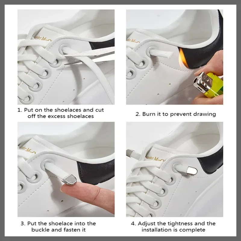 Elastic Shoelaces Sneakers Shoestring Without Ties End Locks College Style Rubber Band for Laces Shoes Accessories 1Piar