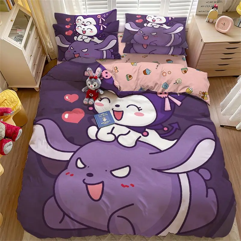 

Sanrios Kawaii Hello Kitty Melody bedding girl heart cartoon animation dormitory home three-piece set four-piece set for girls