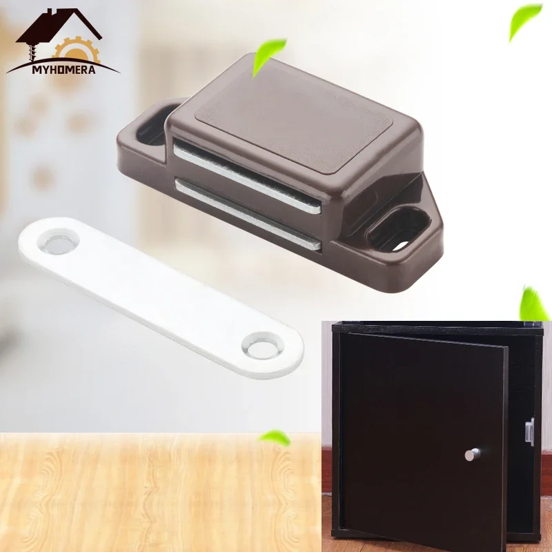Magnetic Cabinet Latches 2 Sets Door Magnetic Closer Cabinet Door Catch Latch Magnet Suction Bar Silence Cupboard Wardrobe Doors DIY