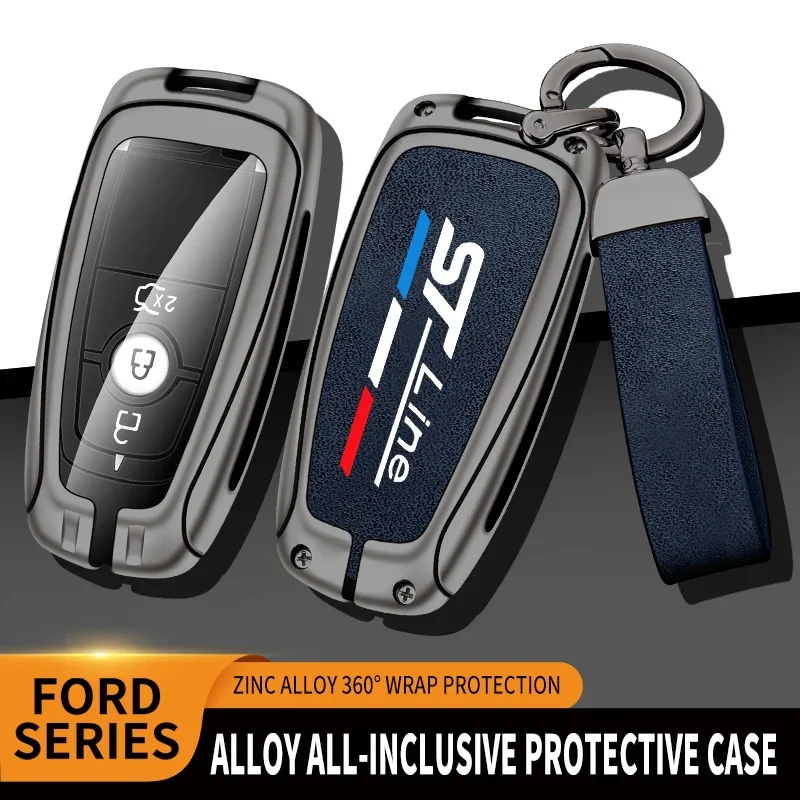 

Car Zinc Alloy Key Case Bag For Ford ST Line Fiesta Focus Mondeo Ecosport Kuga Puma Edge Escape Car KeyChain Car Metal Key Shell