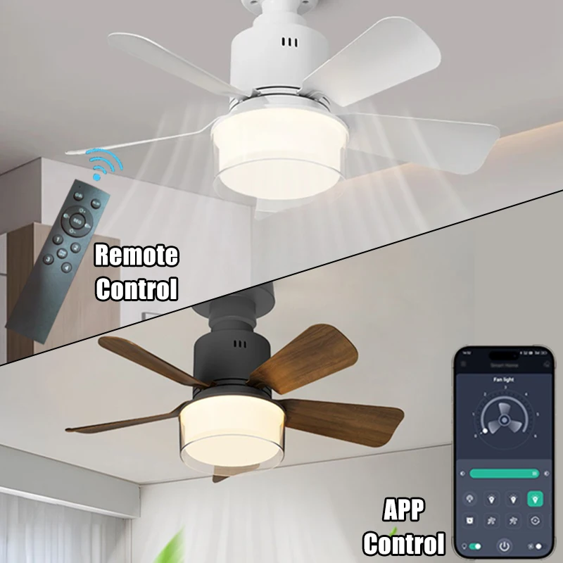Ceiling Fan With Lamp E26/E27 Interface Silent Ceiling Fan With APP and Remote Control Modern Simple Lights Bedroom Lighting