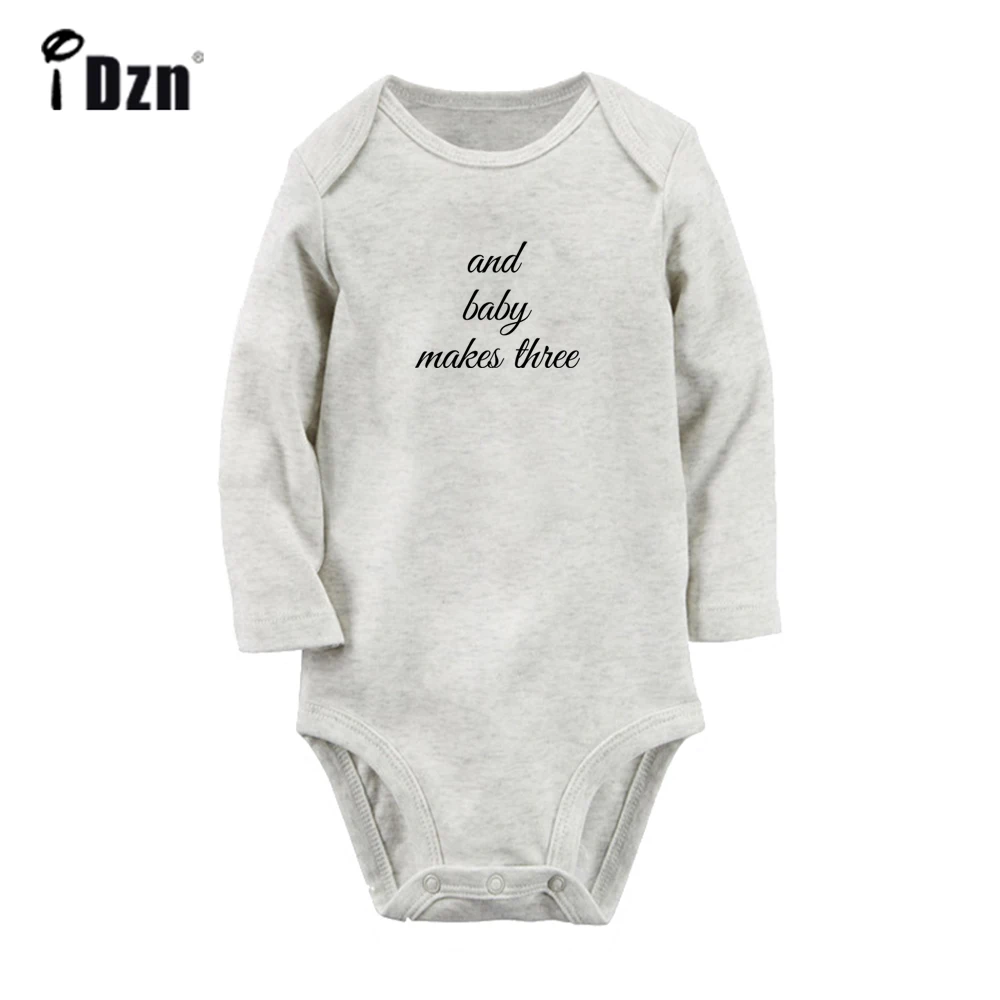 

and baby makes three-Announcement Gifts for Family Cute Baby Rompers Baby Boys Girls Print Bodysuit Infant Long Sleeves Jumpsuit