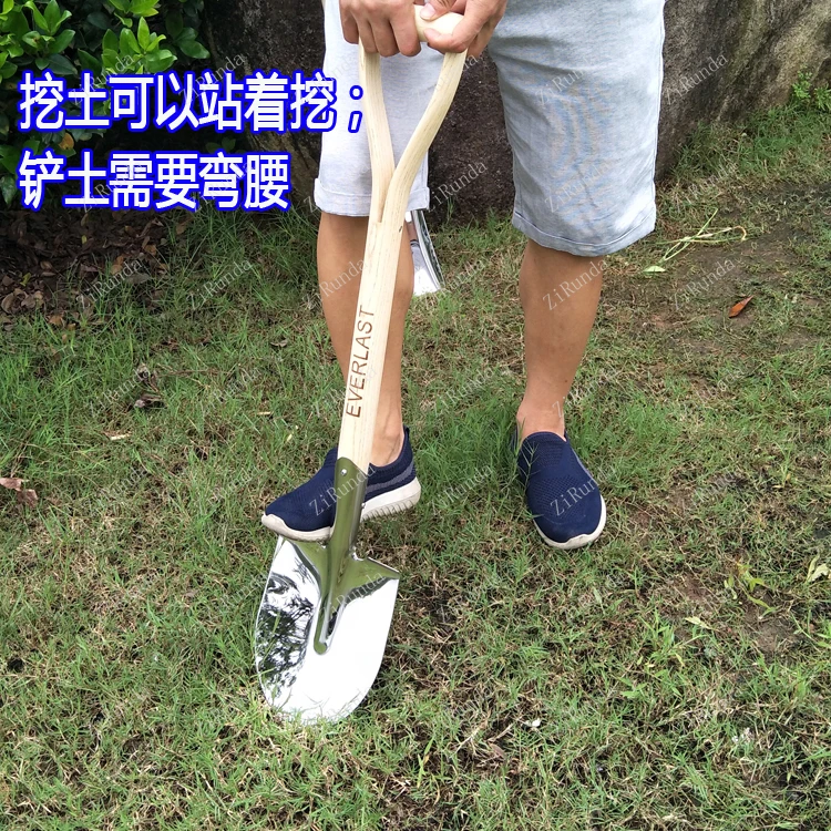 *Stainless steel shovel pointed square head shovel strong and durable vegetable growing household garden 4