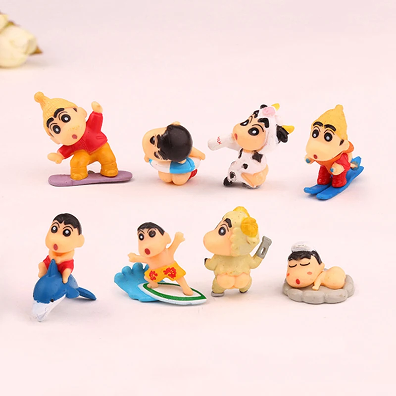 

8Pcs Anime Crayon Shin-Chan Action Figure Q Version Cute Baby Figurine Nohara Shinnosuke Kawaii Doll Toys For Kid